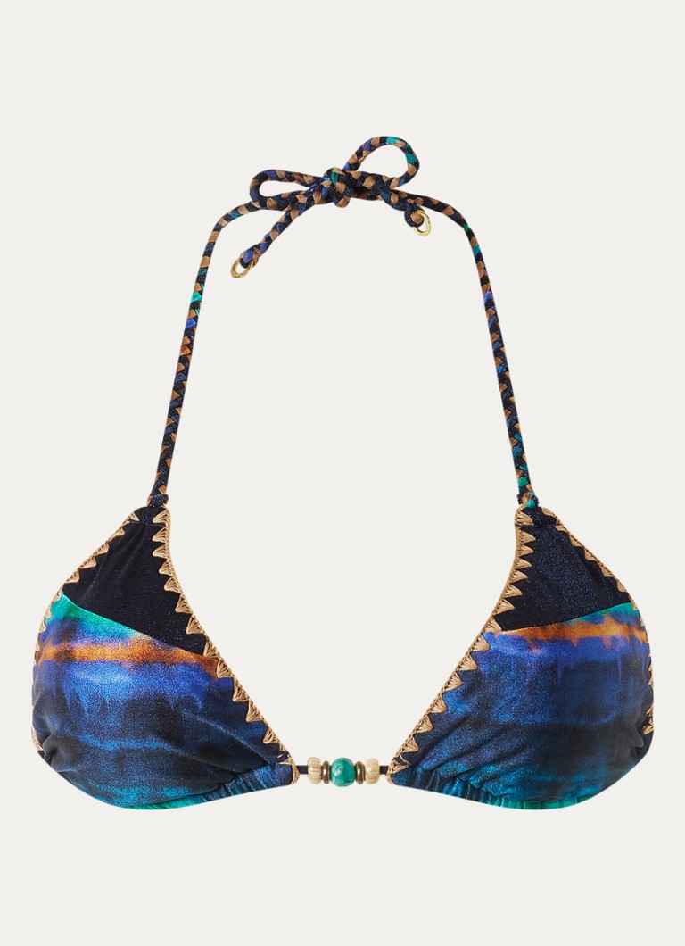 Banana Moon Dames Bosco Lunara triangel bikinitop met print in de kleur Donkerblauw, maat: S