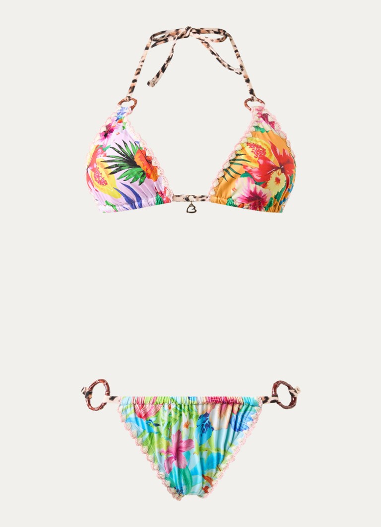 Banana Moon Dames Cricozania Luha bikiniset met bloemenprint en uitneembare vulling in de kleur Turquoise, maat: L
