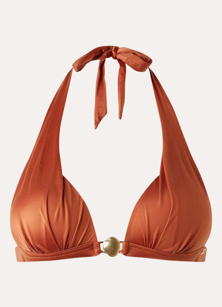 Banana Moon Dames Hapo Coraliss voorgevormde halter bikinitop met metallic finish in de kleur Oranjerood, maat: XL