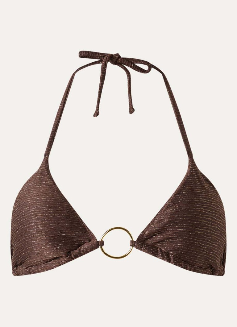 Banana Moon Dames Jotrao Calicari triangel bikinitop met lurex in de kleur Chocoladebruin, maat: S