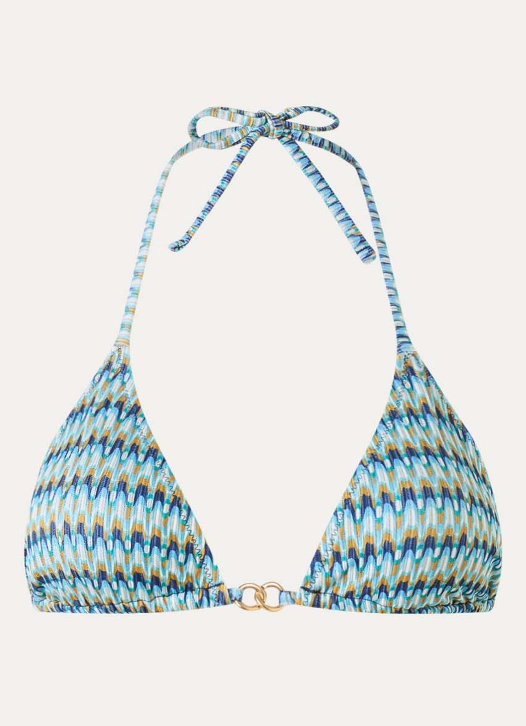 Banana Moon Dames Jotrao triangel bikinitop met print in de kleur Blauw, maat: L
