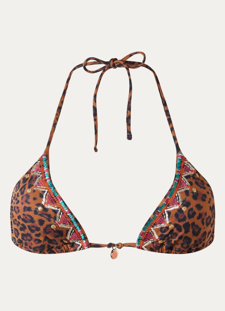Banana Moon Dames Jotrao Serenely triangel bikinitop met panterprint in de kleur Oranjebruin, maat: M