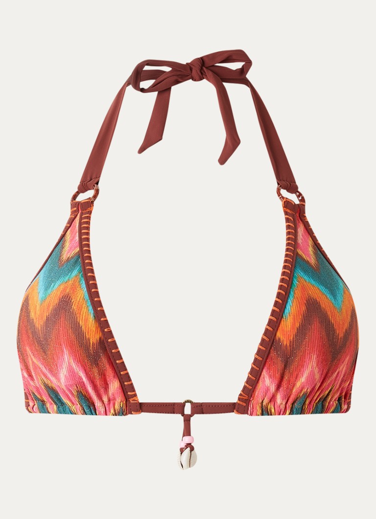 Banana Moon Dames Liko Nalika halter bikinitop met grafische print in de kleur Oranje, maat: XL
