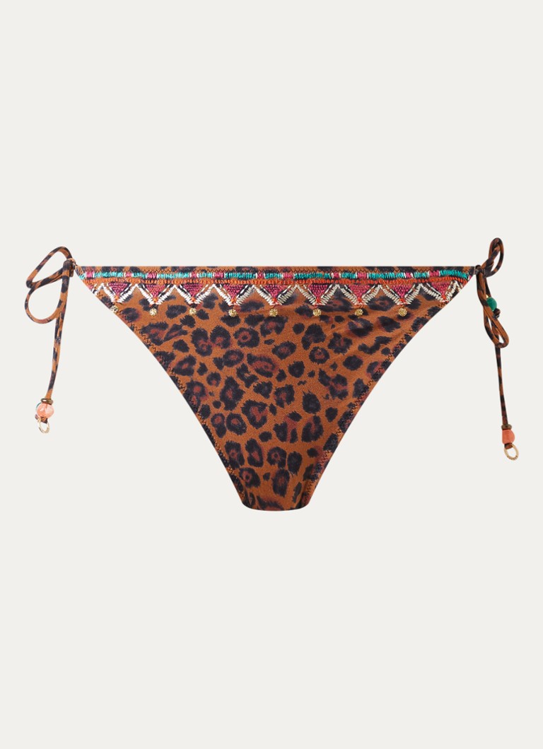 Banana Moon Dames Tosca Serenely brazilian bikinislip met panterprint in de kleur Oranjebruin, maat: S