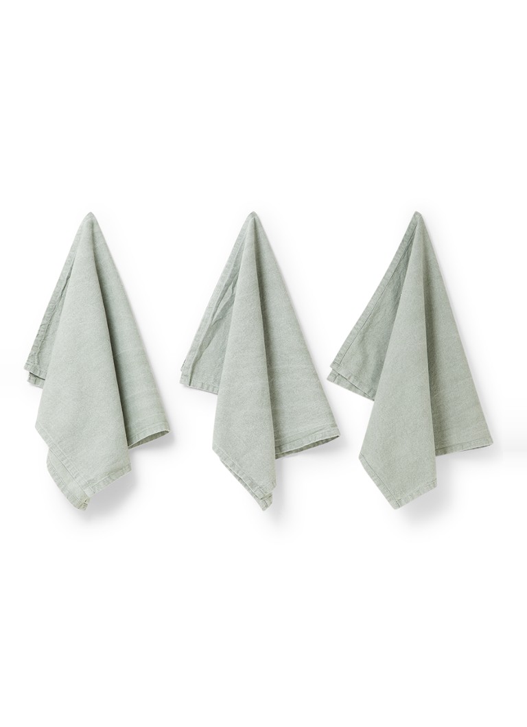 Tiseco Myrna keukendoek 45 x 70 cm set van 3 Zeegroen - Deal