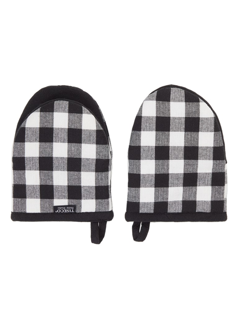 Tiseco Gingham ovenwant set van 2 Zwart - Deal