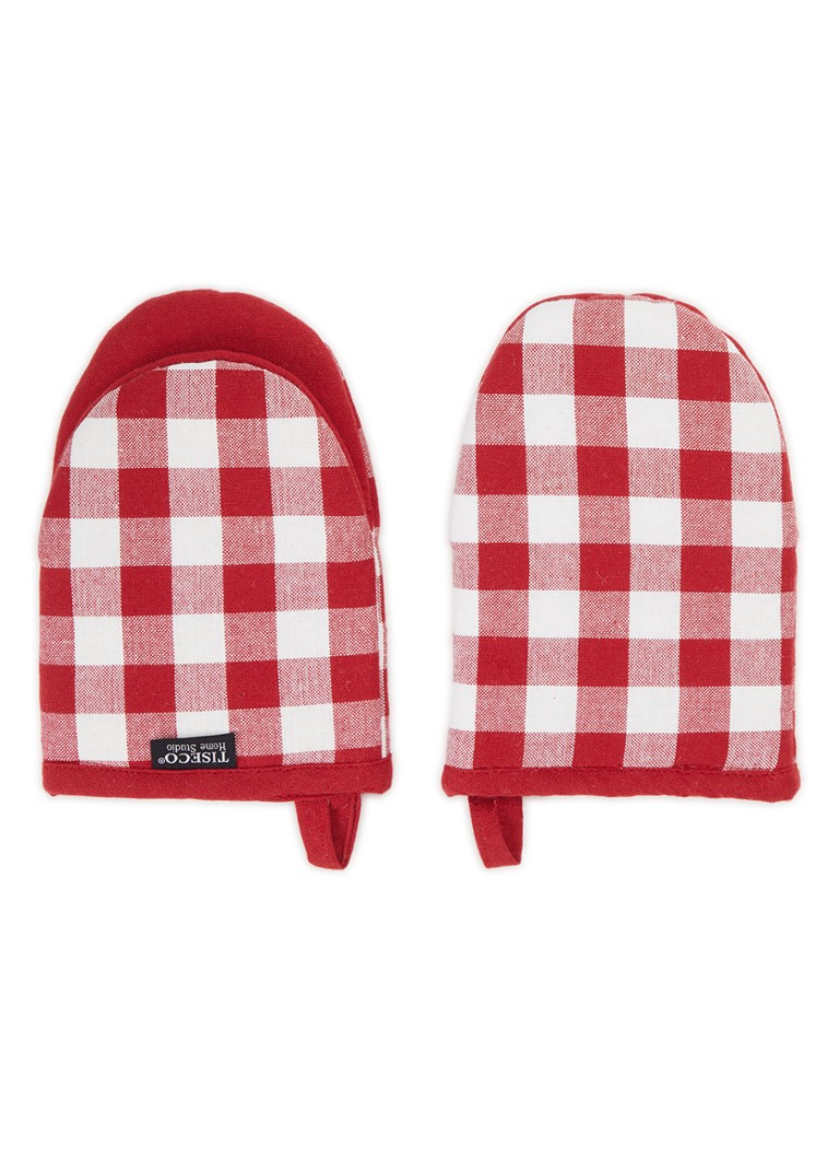 Tiseco Gingham ovenwant set van 2 Rood - Deal