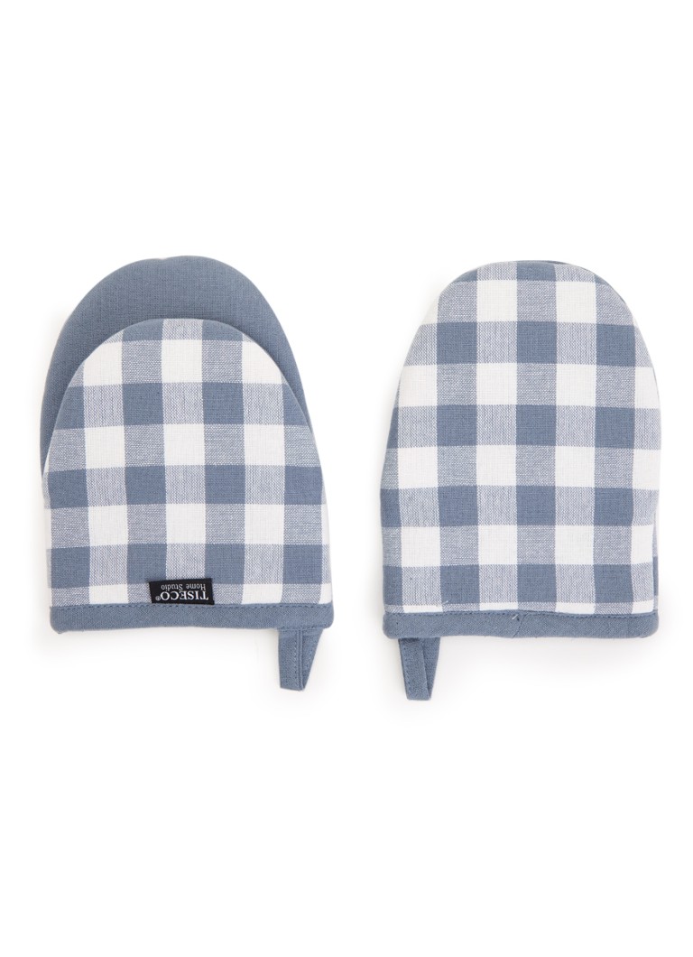Tiseco Gingham ovenwant set van 2 Blauwgrijs - Deal