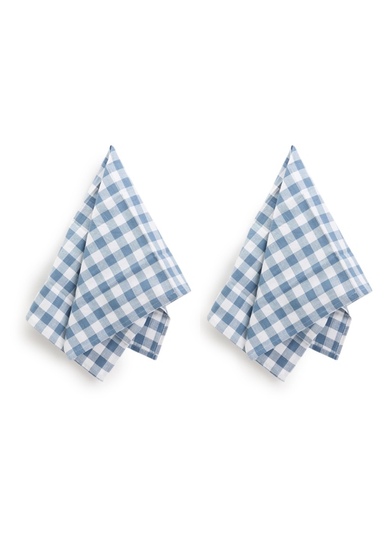Tiseco Gingham theedoek 70 x 50 cm set van 2 Blauw - Deal