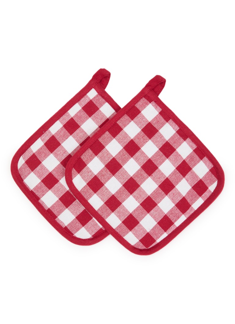 Tiseco Gingham pannenlap set van 2 Rood - Deal