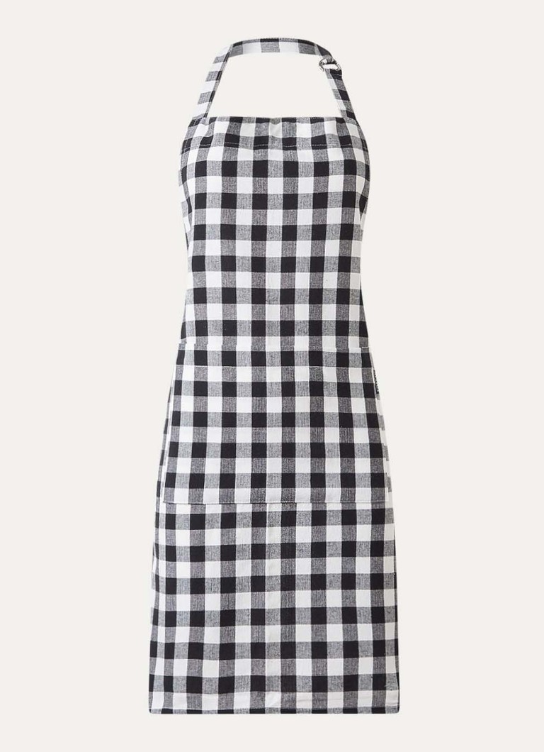 Tiseco Gingham keukenschort van katoen Zwart - Deal