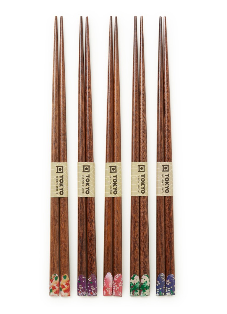 Tokyo Design Studio Chopsticks eetstokjes set van 5 Bruin - Deal