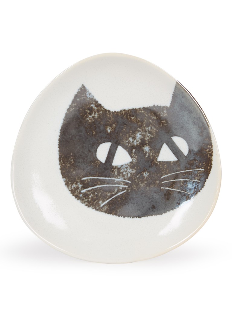 Tokyo Design Studio Neko Maruke Cat gebaksbordje 14 cm Lichtgrijs - Deal