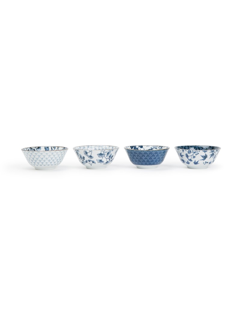 Tokyo Design Studio Flora Japonica Tayo kom 15 cm set van 4 Blauw - Deal