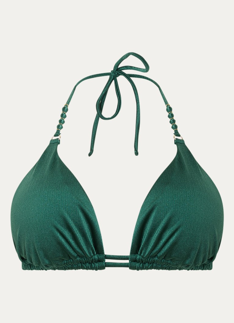 Cyell Dames Triangel bikinitop met uitneembare vulling in de kleur Donkergroen, maat: D42