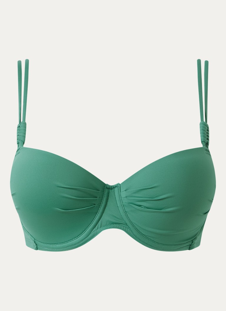 Cyell Dames Voorgevormde balconette bikinitop met knoopdetail in de kleur Zeegroen, maat: E44
