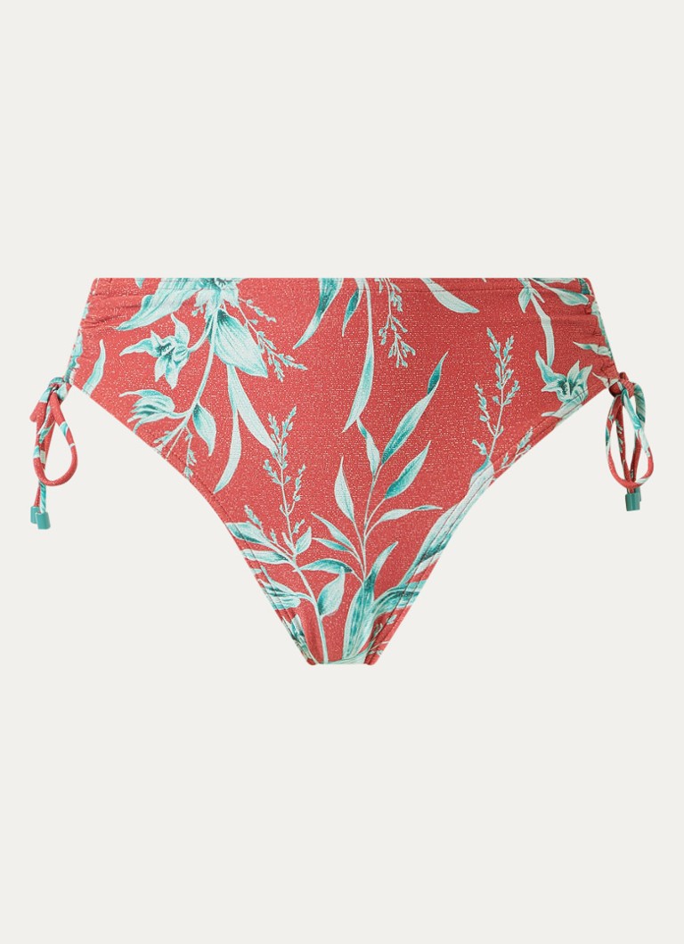 Cyell Dames High waisted bikinislip met print in de kleur Steenrood, maat: 42