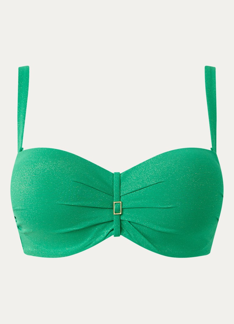 Cyell Dames Voorgevormde balconette bikinitop met lurex in de kleur Groen, maat: C42