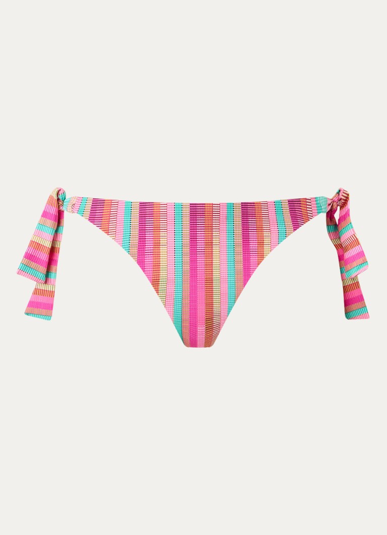 Cyell Dames Bikinislip met streepprint in de kleur Donkerroze, maat: 40