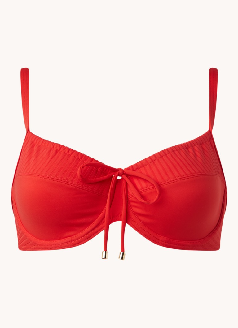 Cyell Dames Beugel bikinitop met strikdetail in de kleur Steenrood, maat: 38D