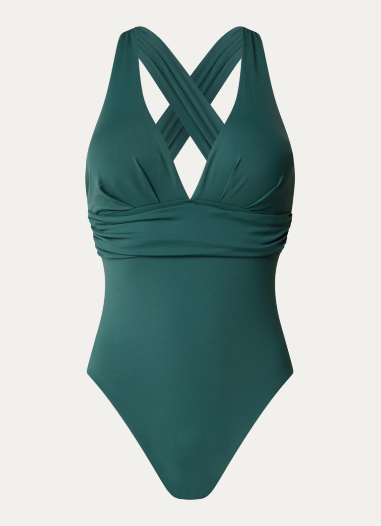 Seafolly Dames Collective badpak met uitneembare vulling in de kleur Donkergroen, maat: 36
