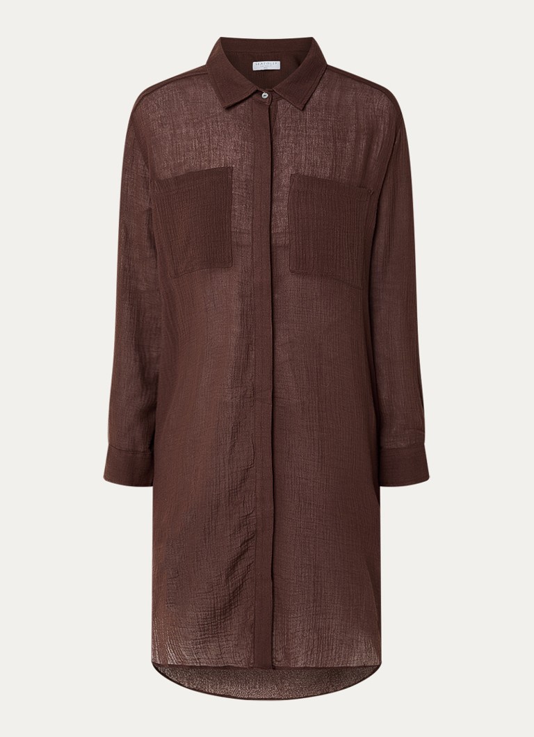Seafolly Dames Mini blousejurk met borstzakken in de kleur Hazelnootbruin, maat: M