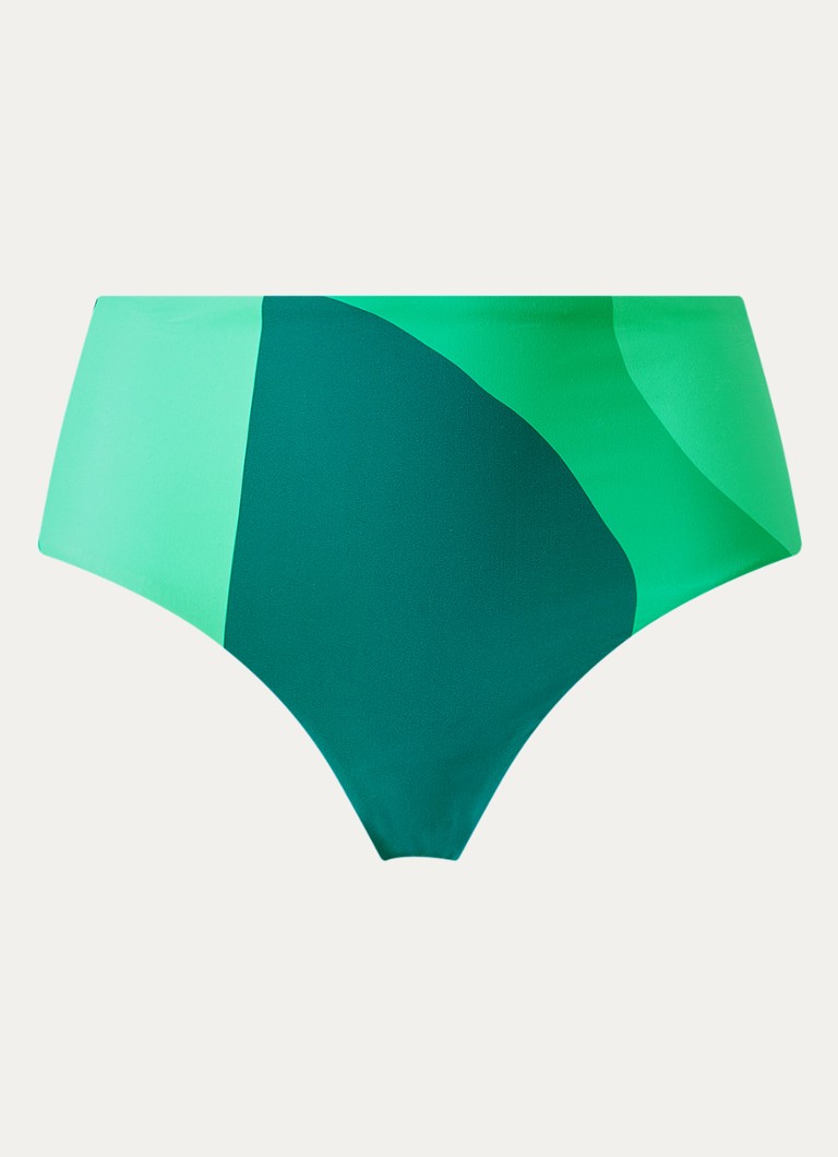 Seafolly Dames High waisted bikinislip met print in de kleur Zeegroen, maat: 36