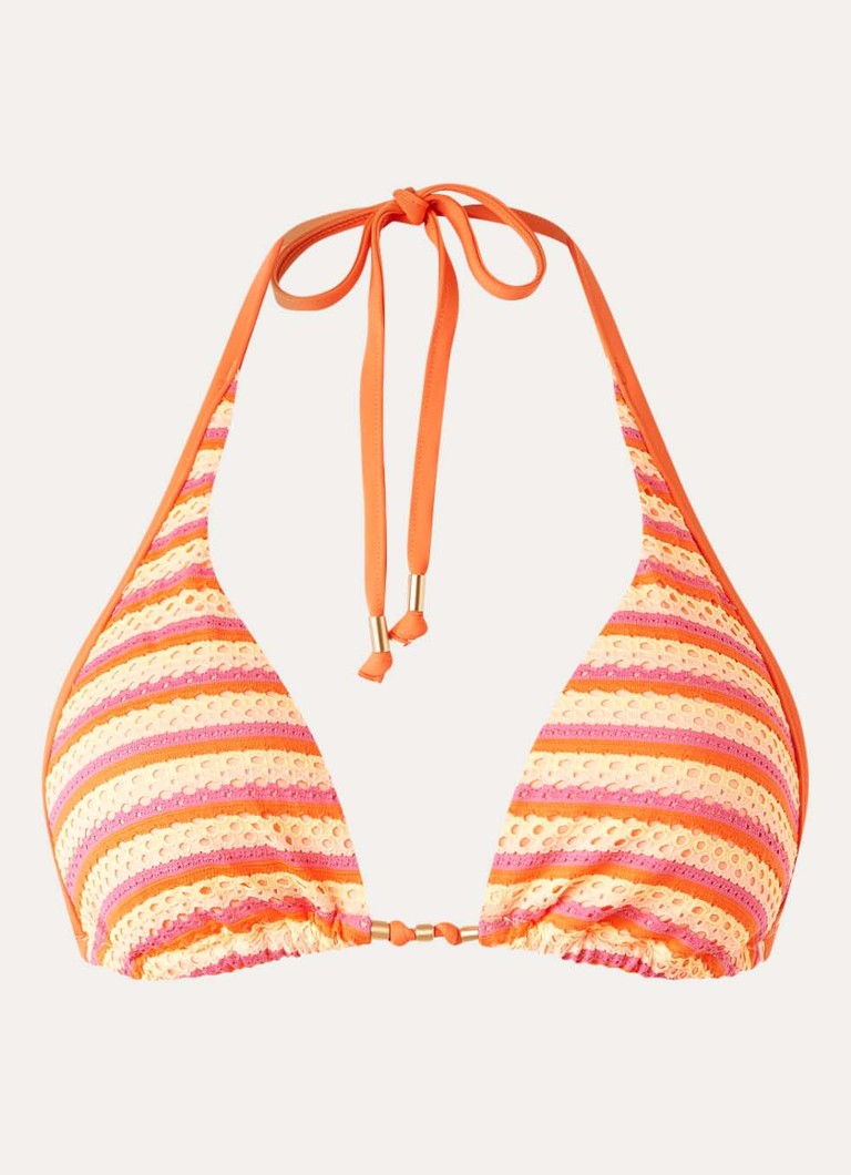 Seafolly Dames Slide triangel bikinitop met structuur in de kleur Oranjerood, maat: 42