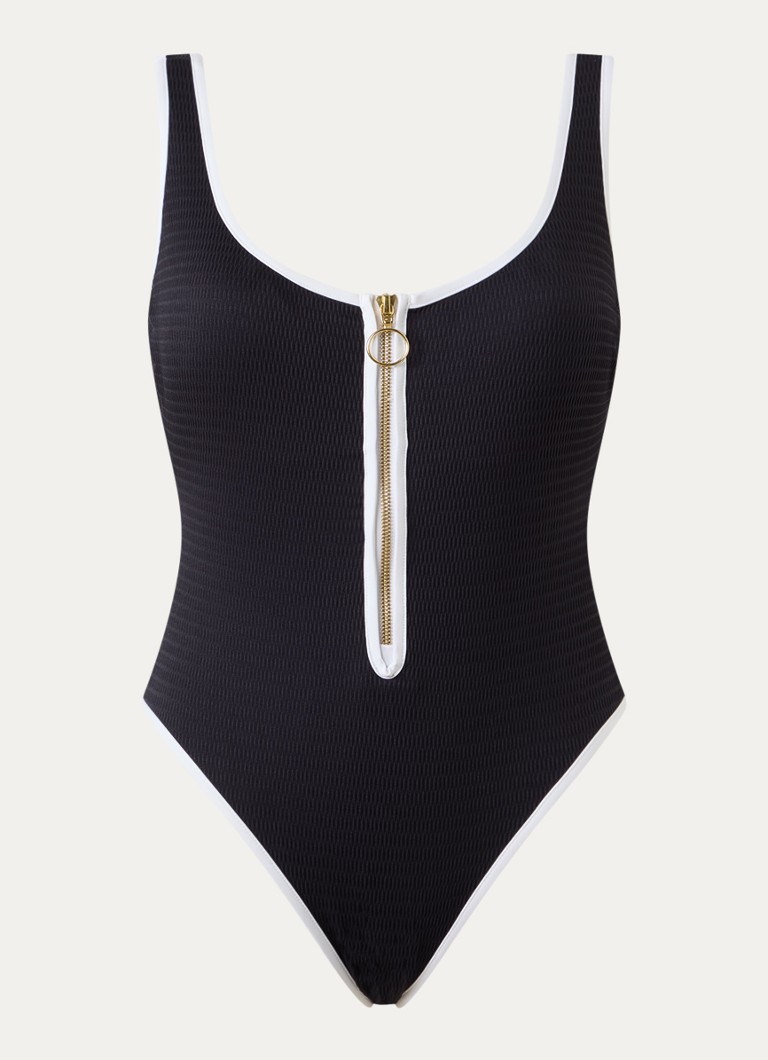 Seafolly Dames Retro Tank badpak met structuur in de kleur Zwart, maat: 36