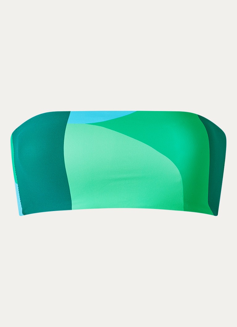 Seafolly Dames Sorrento reversible bandeau bikinitop met print in de kleur Groen, maat: 38