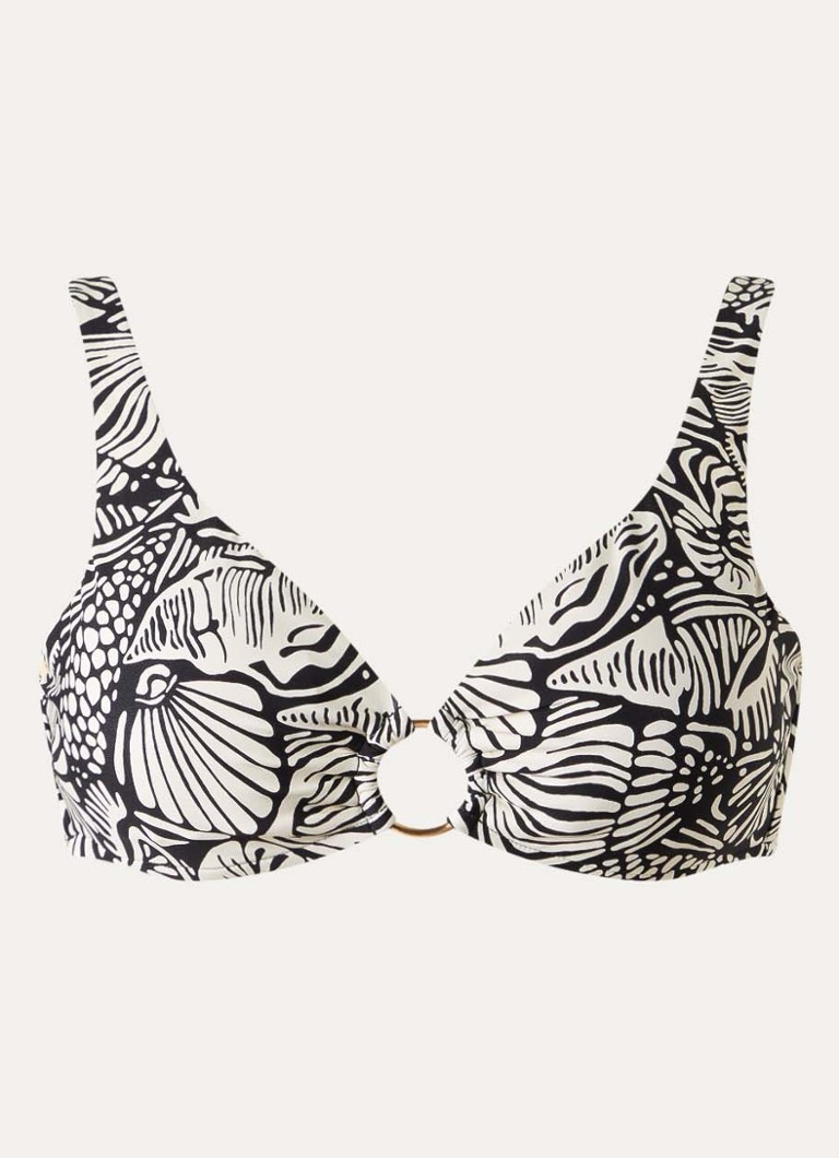 Seafolly Dames C Shells voorgevormde bikinitop met uitneembare vulling en print in de kleur Zwart, maat: 36