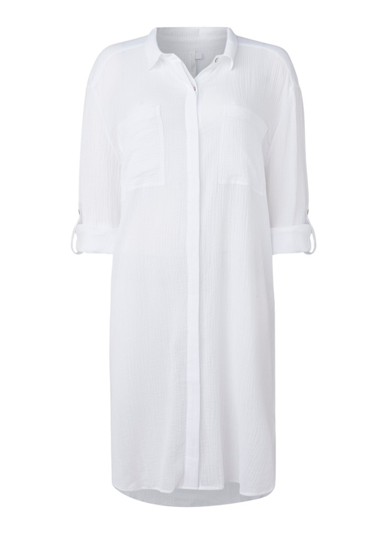 Seafolly Dames Crinkle strandtuniek met verstelbare mouw in de kleur Wit, maat: M