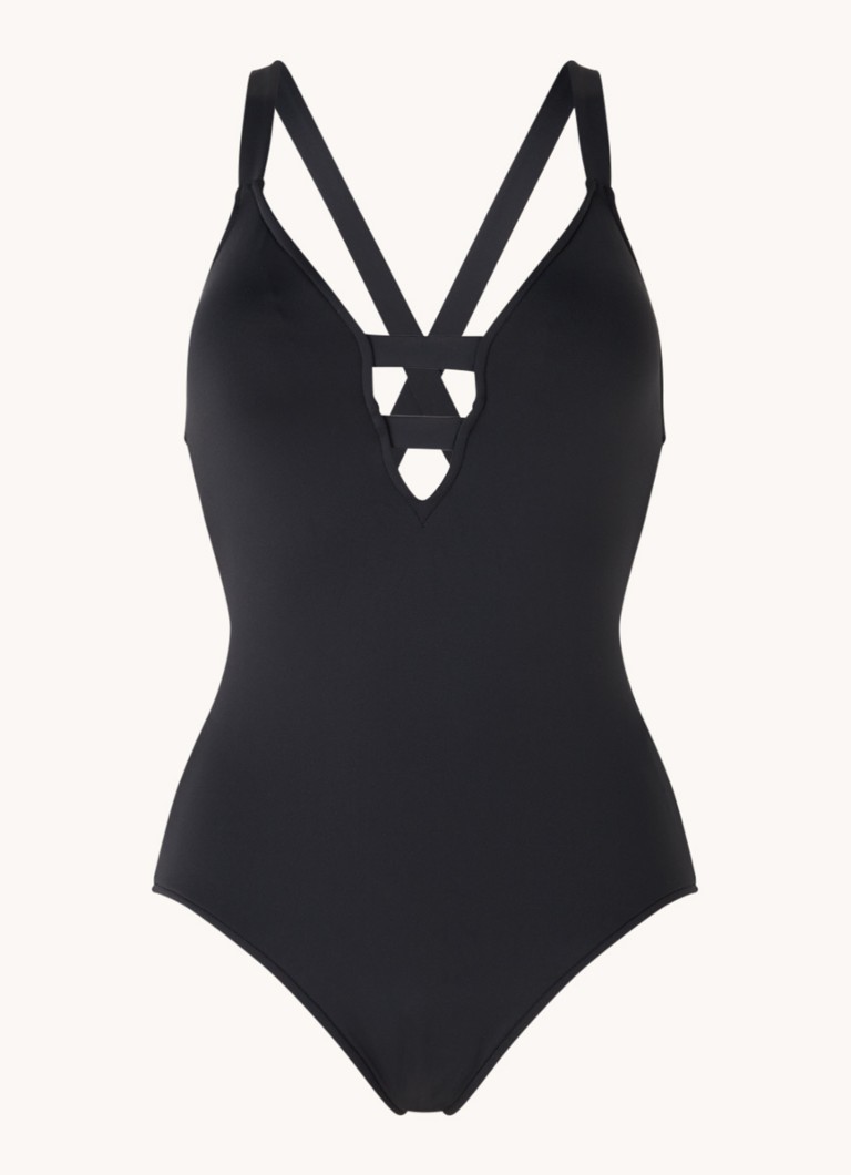 Seafolly Dames Deep V voorgevormd badpak met uitneembare vulling in de kleur Zwart, maat: 36