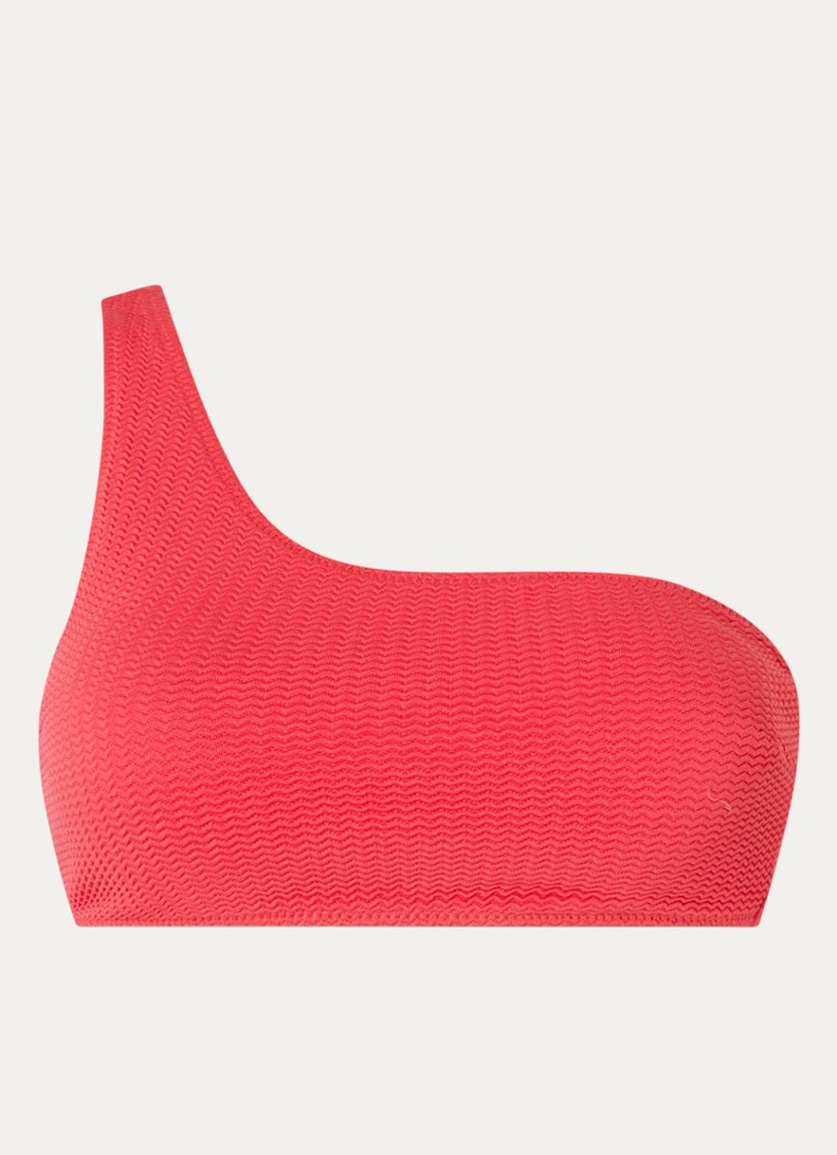 Seafolly Dames One shoulder bikinitop met uitneembare vulling en structuur in de kleur Rood, maat: 38