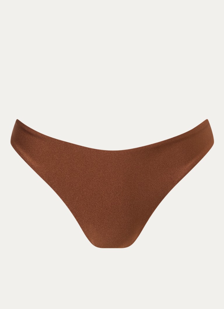 Luli Fama Dames Moderate high waisted bikinislip in de kleur Bruin, maat: S