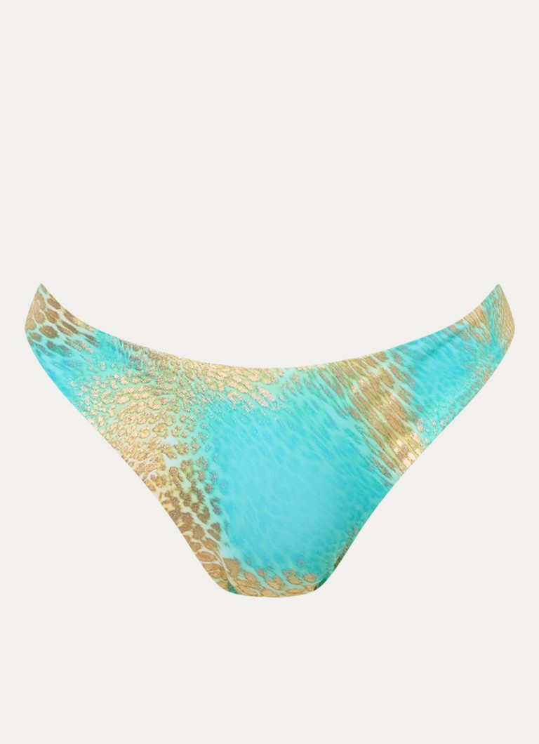 Luli Fama Dames High waisted bikinislip met panterprint in de kleur Aquablauw, maat: S