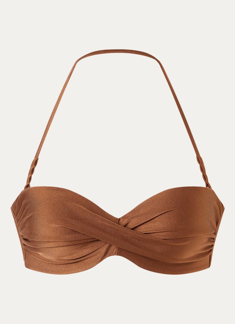 Luli Fama Dames Push up bandeau bikinitop met beugelondersteuning in de kleur Bruin, maat: L
