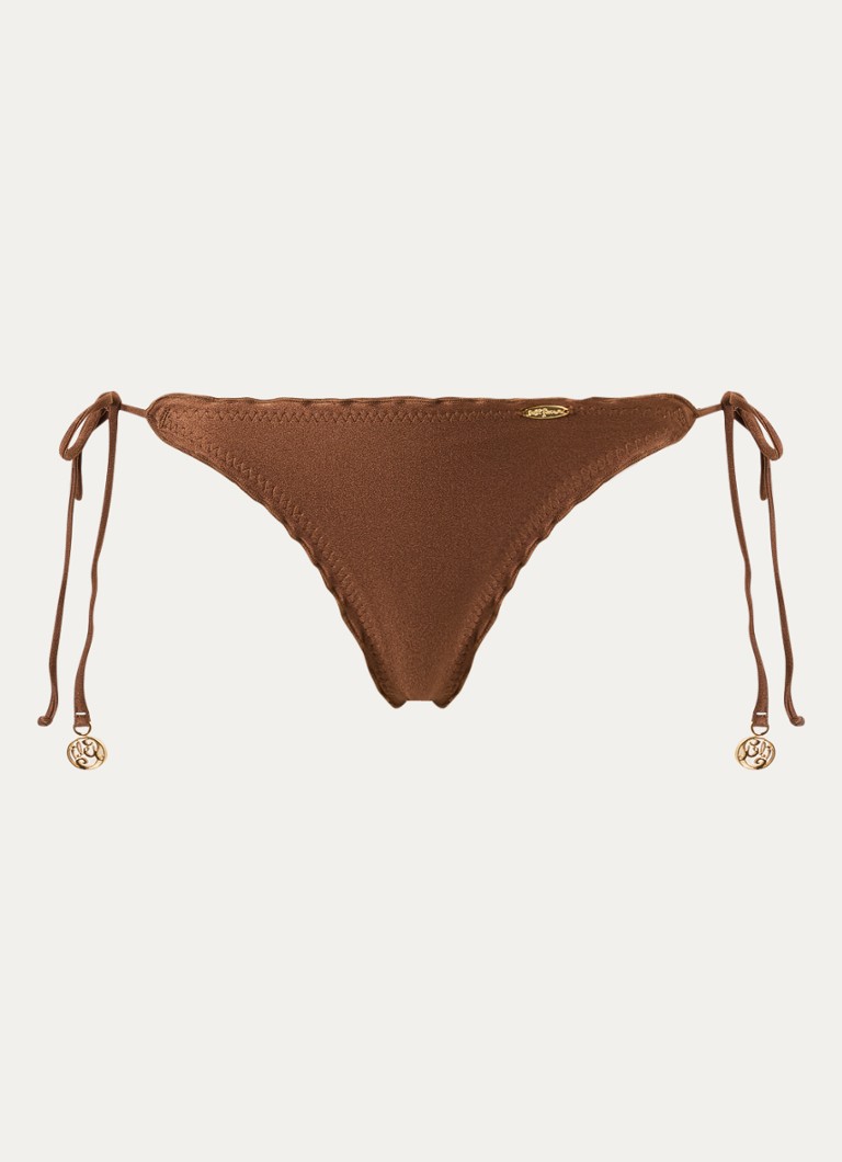 Luli Fama Dames Wavey bikinislip met geknoopt detail in de kleur Bruin, maat: S