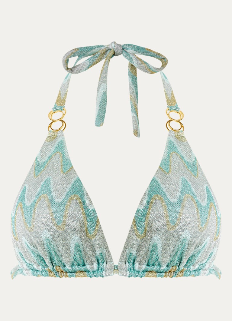 Luli Fama Dames Halter bikinitop met lurex in de kleur Mint, maat: L