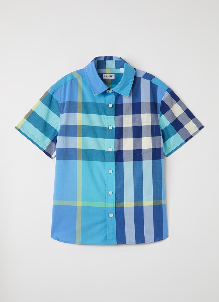 Burberry Jongens Angelo overhemd met ruitdessin in de kleur Blauw, maat: 164