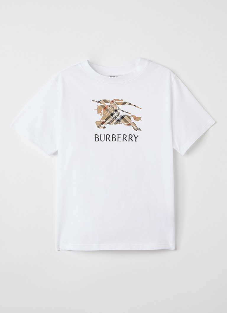 Burberry Jongens Cedar T-shirt met logoborduring in de kleur Wit, maat: 128