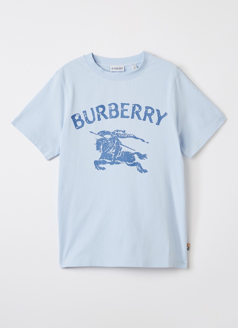 Burberry Jongens Cedar T-shirt met logoborduring in de kleur Lichtblauw, maat: 104