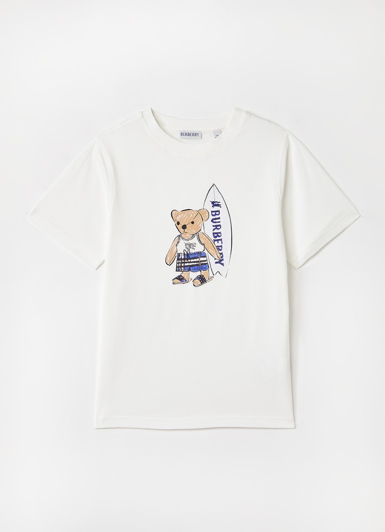 Burberry Jongens T-shirt met logoprint in de kleur Gebroken wit, maat: 128