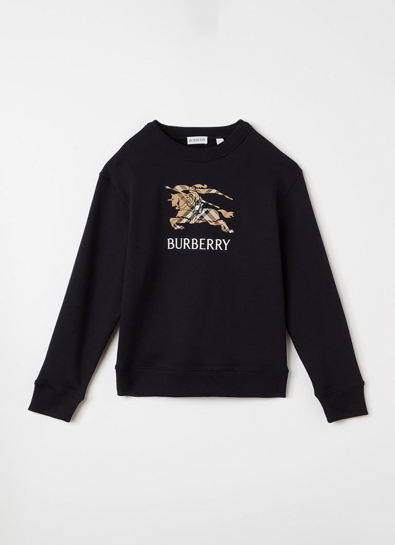 Burberry Jongens Mathew sweater met logoborduring in de kleur Zwart, maat: 104