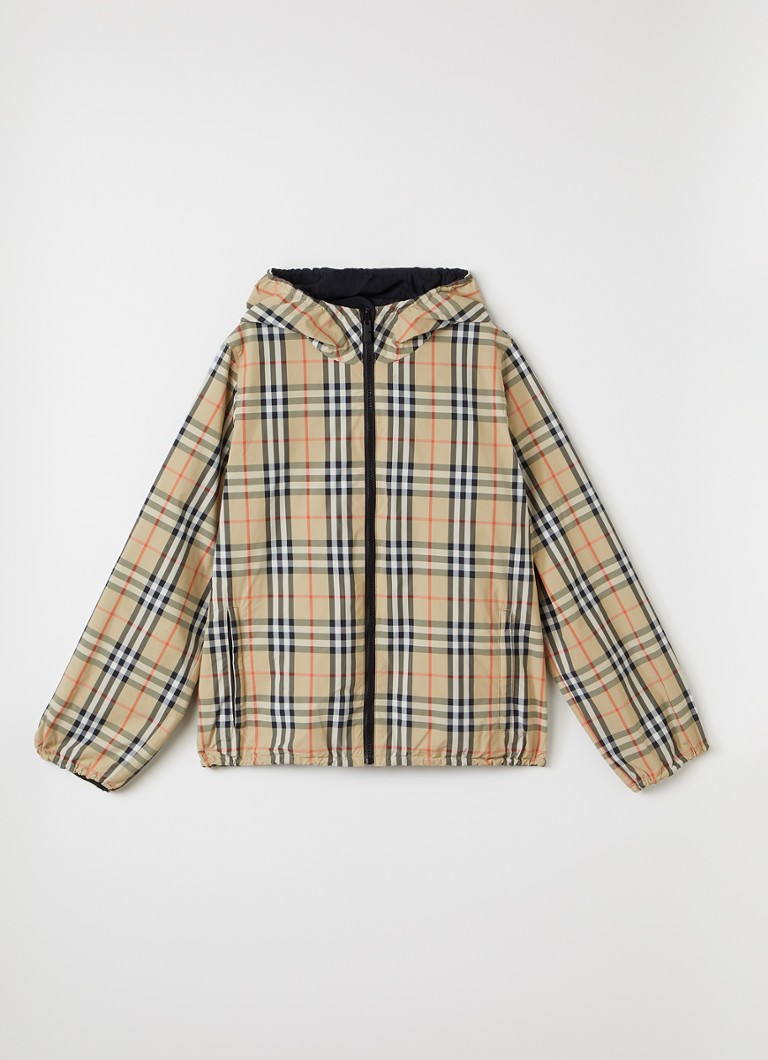Burberry Jongens Reece jack met ruitdessin en capuchon in de kleur Beige, maat: 140