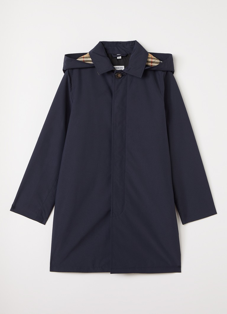 Burberry Martin trenchcoat met capuchon in de kleur Donkerblauw, maat: 164
