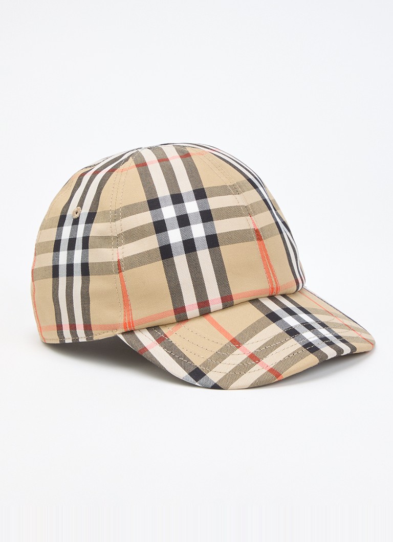Burberry Jongens K1 pet met ruitdessin in de kleur Zand, maat: 8-12Y