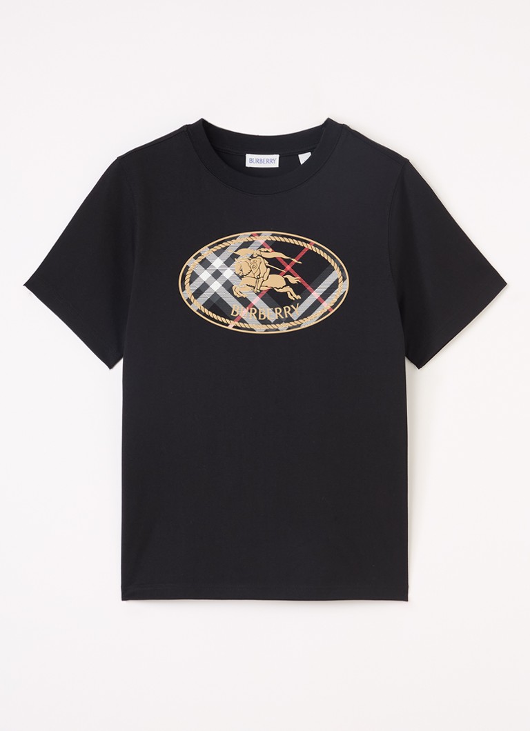 Burberry Jongens Cedar T-shirt met logoprint in de kleur Zwart, maat: 10Y=140