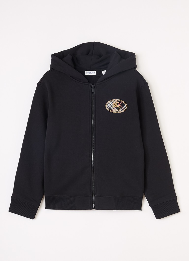 Burberry Jongens Clyde sweatvest met logo in de kleur Zwart, maat: 12Y=152