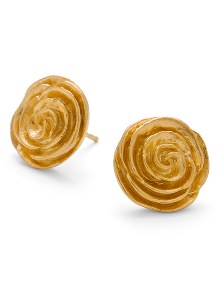 Pernille Corydon Dames Large Rose oorstekers verguld in de kleur Goud, maat: Large